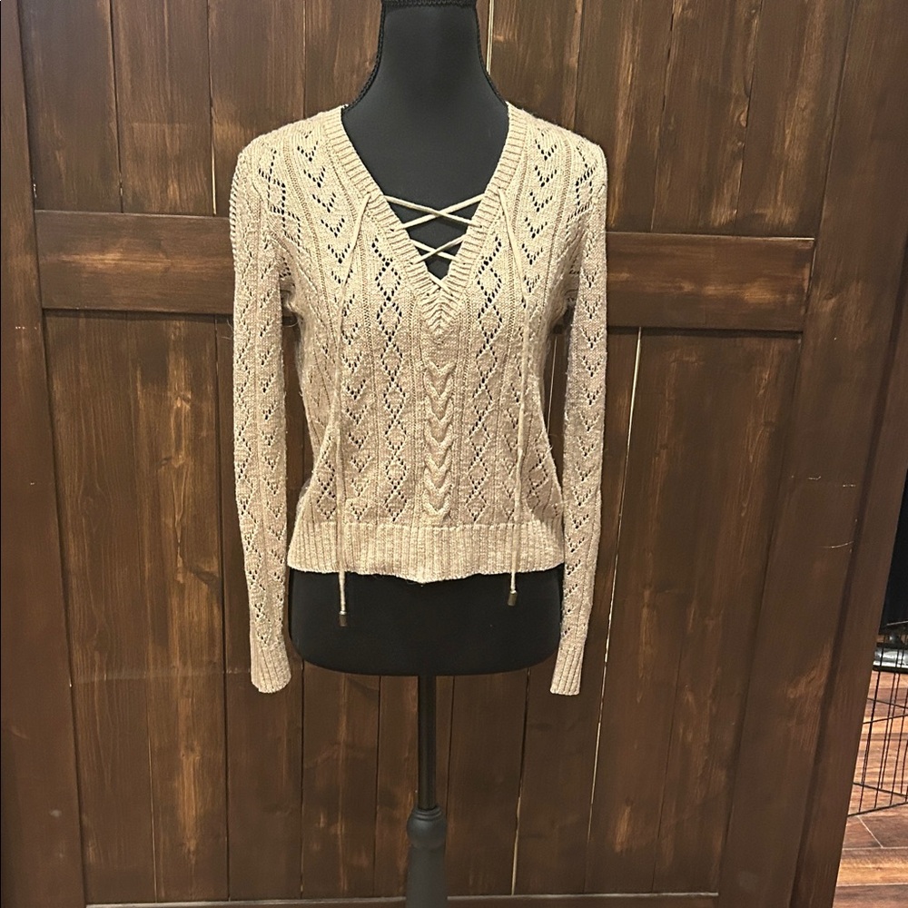 Forever 21 Tan V-Neck Sweater